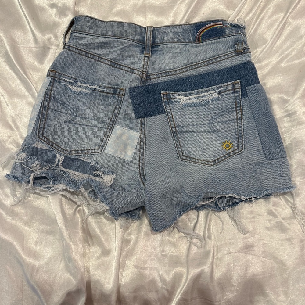 vintage american eagle patchwork denim shorts